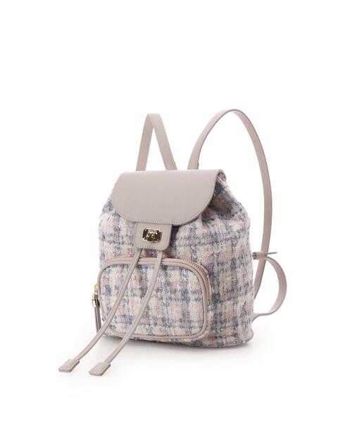 Samantha Thavasa(サマンサタバサ)の「オリジナル金具ツイード リュック(バックパック/リュック・レディース・ピンク/ネイビー・FREE)」の2枚目の写真