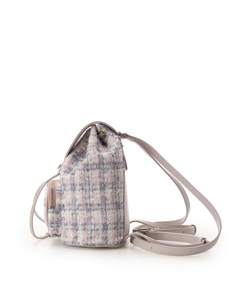 Samantha Thavasa(サマンサタバサ)の「オリジナル金具ツイード リュック(バックパック/リュック・レディース・ピンク/ネイビー・FREE)」の3枚目の写真