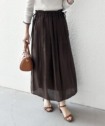 SHIPS any | SHIPS any:〈洗濯機可能〉リネン ミックス シアー ギャザー リボン スカート(スカート)