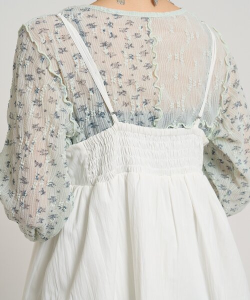 w closet（ダブルクローゼット）の「フリルミニキャミワンピース（ワンピース・レディース・ブラック/オフホワイト・FREE）」の8枚目の写真