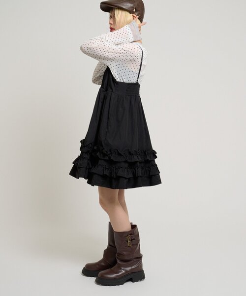 w closet（ダブルクローゼット）の「フリルミニキャミワンピース（ワンピース・レディース・ブラック/オフホワイト・FREE）」の19枚目の写真