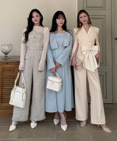 ROYAL PARTY（ロイヤルパーティー）の「ダブルチェーンストラップツイードオールインワン（つなぎ/オールインワン・レディース・ブルー/ベージュ/ブラック/その他・FREE）」の5枚目の写真