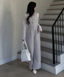 ROYAL PARTY（ロイヤルパーティー）の「ダブルチェーンストラップツイードオールインワン（つなぎ/オールインワン）」