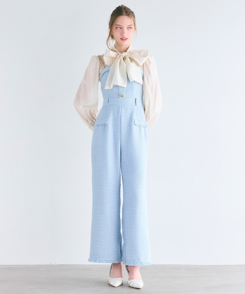 ROYAL PARTY（ロイヤルパーティー）の「ダブルチェーンストラップツイードオールインワン（つなぎ/オールインワン・レディース・ブルー/ベージュ/ブラック/その他・FREE）」の13枚目の写真