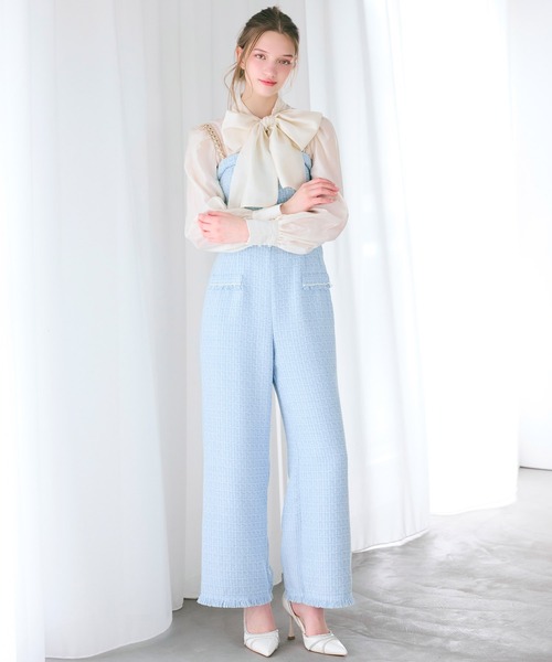 ROYAL PARTY（ロイヤルパーティー）の「ダブルチェーンストラップツイードオールインワン（つなぎ/オールインワン・レディース・ブルー/ベージュ/ブラック/その他・FREE）」の14枚目の写真