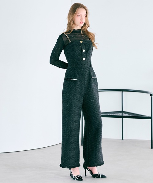 ROYAL PARTY（ロイヤルパーティー）の「ダブルチェーンストラップツイードオールインワン（つなぎ/オールインワン・レディース・ブルー/ベージュ/ブラック/その他・FREE）」の18枚目の写真