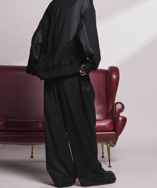 MAISON SPECIAL(メゾンスペシャル)の「《UNISEX》【Loro Piana Fabric】Prime-Wide Two-tuck Trousers/【ロロ・ピアーナ ファブリック】プライムワイドツータックスラックス【MAISON SPECIAL/メゾンスペシャル】■セットアップ対応■(スラックス・メンズ・ブラック・1/0/2)」の6枚目の写真