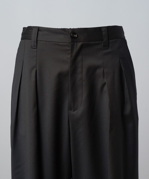 MAISON SPECIAL(メゾンスペシャル)の「《UNISEX》【Loro Piana Fabric】Prime-Wide Two-tuck Trousers/【ロロ・ピアーナ ファブリック】プライムワイドツータックスラックス【MAISON SPECIAL/メゾンスペシャル】■セットアップ対応■(スラックス・メンズ・ブラック・1/0/2)」の10枚目の写真