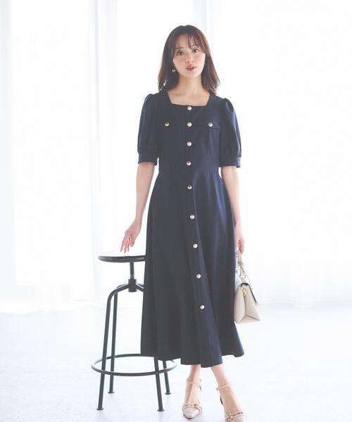 PROPORTION BODY DRESSING(プロポーションボディドレッシング)の「フロント釦ワンピース / 1216140313(ワンピース・レディース・ネイビー/ピンク/ブルー・MEDIUM/P/S/SMALL)」の2枚目の写真