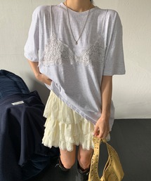 【UNE ORIGINAL】レースビスチェレイヤードオーバーサイズTシャツカットソー