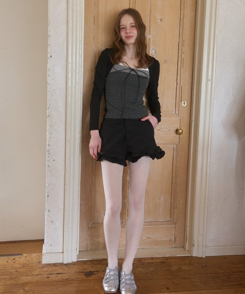 Birthday room（バースデイルーム）の「フリルマイクロショートパンツ/frill micro short pants（その他パンツ・レディース・チャコールグレー/ブラック・FREE）」の8枚目の写真