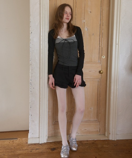 Birthday room（バースデイルーム）の「フリルマイクロショートパンツ/frill micro short pants（その他パンツ・レディース・チャコールグレー/ブラック・FREE）」の9枚目の写真