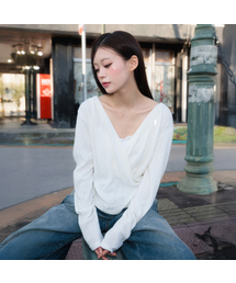Wrap Shirring Hood Long Sleeve [Ivory]