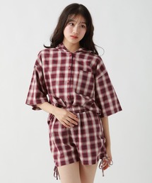 repipi armario（レピピ アルマリオ）の「【5分袖】オンブレチェックSETUP（セットアップ）」