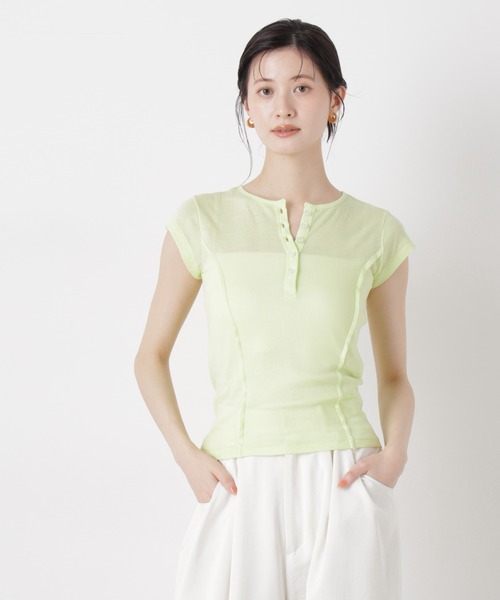 NANO universe(ナノユニバース)の「Robert P. Miller/LightPrib Henly S/S Tee(Tシャツ/カットソー・レディース・オフホワイト/ライム/その他1・FREE)」の1枚目の写真