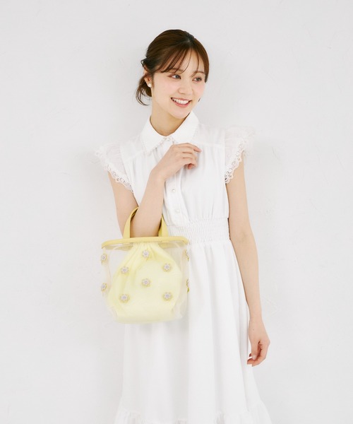 tocco closet（トッコ　クローゼット）の「フラワーモチーフ付きシアーハンドバッグ（ハンドバッグ・レディース・ブラック・FREE）」の12枚目の写真