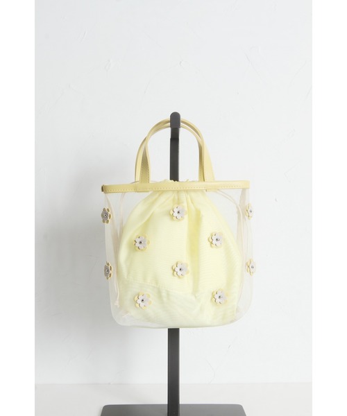 tocco closet（トッコ　クローゼット）の「フラワーモチーフ付きシアーハンドバッグ（ハンドバッグ・レディース・ブラック・FREE）」の14枚目の写真