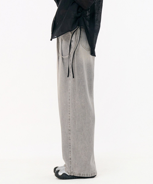 CHASECULT（チェイスカルト）の「女性グレー1タックワイドデニムパンツ-FBRG2378C02（デニムパンツ・レディース・ライトグレー・70/67/74）」の5枚目の写真