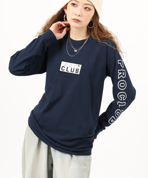 PRO CLUB (プロクラブ)の「PRO CLUB L/S TEE ボックスロゴワッペン ヘビーウェイト長袖Tシャツ ロンT(Tシャツ/カットソー・メンズ・ブラック/ネイビー/ホワイト・2XL/L/M/XL/3XL/S)」の3枚目の写真