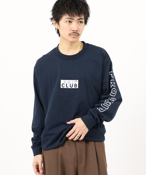PRO CLUB (プロクラブ)の「PRO CLUB L/S TEE ボックスロゴワッペン ヘビーウェイト長袖Tシャツ ロンT(Tシャツ/カットソー・メンズ・ブラック/ネイビー/ホワイト・2XL/L/M/XL/3XL/S)」の12枚目の写真