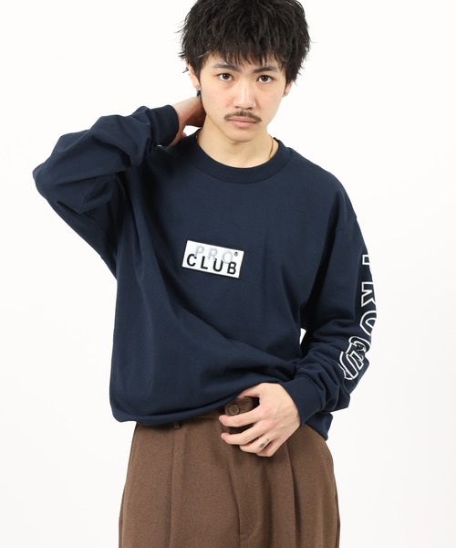 PRO CLUB (プロクラブ)の「PRO CLUB L/S TEE ボックスロゴワッペン ヘビーウェイト長袖Tシャツ ロンT(Tシャツ/カットソー・メンズ・ブラック/ネイビー/ホワイト・2XL/L/M/XL/3XL/S)」の13枚目の写真