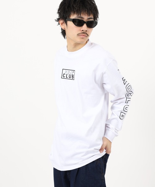 PRO CLUB (プロクラブ)の「PRO CLUB L/S TEE ボックスロゴワッペン ヘビーウェイト長袖Tシャツ ロンT(Tシャツ/カットソー・メンズ・ブラック/ネイビー/ホワイト・2XL/L/M/XL/3XL/S)」の4枚目の写真