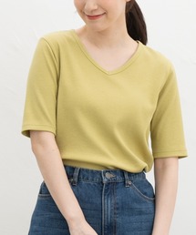 【ハニさら・接触冷感・UVカット】半袖VネックTシャツ