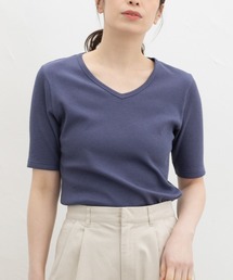 【ハニさら・接触冷感・UVカット】半袖VネックTシャツ