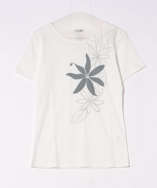 Maunaloa(マウナロア)の「【Maunaloa】ティアレリーフTシャツ(Tシャツ/カットソー・レディース・ブルー/オフホワイト/ブラック・L/M/XL)」の2枚目の写真