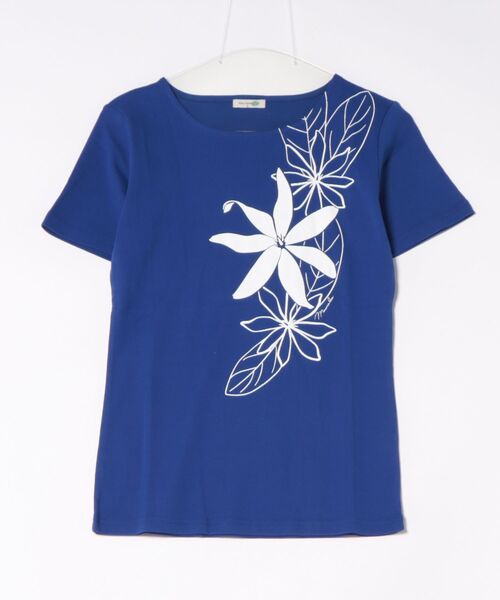 Maunaloa(マウナロア)の「【Maunaloa】ティアレリーフTシャツ(Tシャツ/カットソー・レディース・ブルー/オフホワイト/ブラック・L/M/XL)」の3枚目の写真