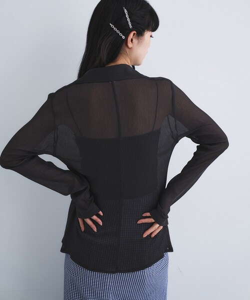 CODE A（コードエー）の「thin gather shirts（シャツ/ブラウス・レディース・ホワイト/チャコールグレー/サックスブルー・00）」の5枚目の写真
