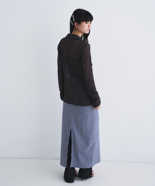 CODE A（コードエー）の「thin gather shirts（シャツ/ブラウス・レディース・ホワイト/チャコールグレー/サックスブルー・00）」の7枚目の写真