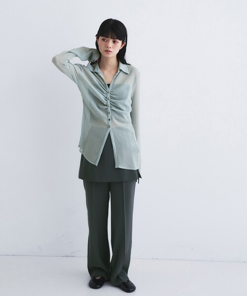 CODE A（コードエー）の「thin gather shirts（シャツ/ブラウス・レディース・ホワイト/チャコールグレー/サックスブルー・00）」の11枚目の写真