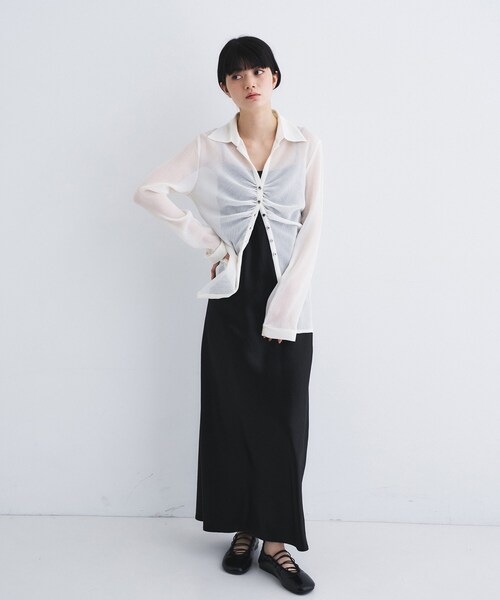 CODE A（コードエー）の「thin gather shirts（シャツ/ブラウス・レディース・ホワイト/チャコールグレー/サックスブルー・00）」の16枚目の写真