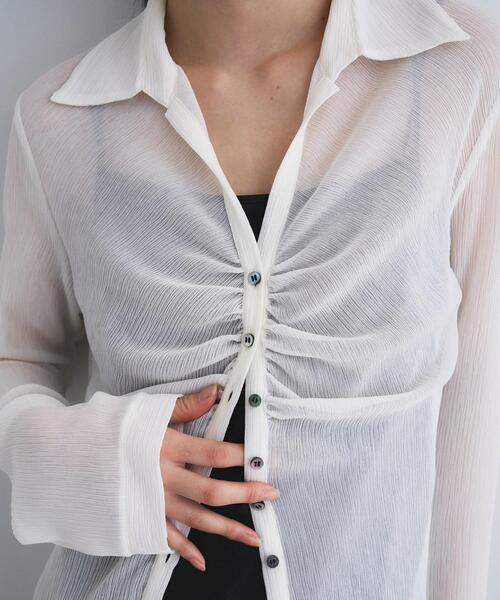 CODE A（コードエー）の「thin gather shirts（シャツ/ブラウス・レディース・ホワイト/チャコールグレー/サックスブルー・00）」の17枚目の写真
