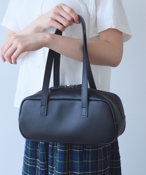 bulle de savon(ビュルデサボン)の「leather yokonaga bag(ハンドバッグ・レディース・ブラック/ダークブラウン・FREE)」の1枚目の写真