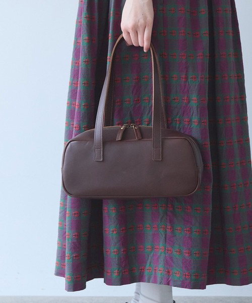 bulle de savon(ビュルデサボン)の「leather yokonaga bag(ハンドバッグ・レディース・ブラック/ダークブラウン・FREE)」の5枚目の写真