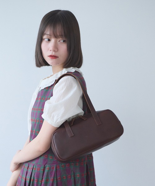 bulle de savon(ビュルデサボン)の「leather yokonaga bag(ハンドバッグ・レディース・ブラック/ダークブラウン・FREE)」の7枚目の写真