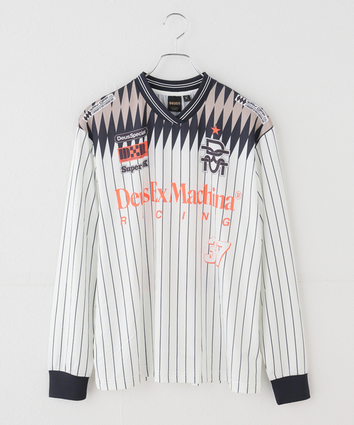 DEUS EX MACHINA(デウスエクスマキナ)の「DEUS EX MACHINA/デウスエクスマキナ ARRII MOTO JERSEY(Tシャツ/カットソー・レディース・ブルー/ホワイト・SMALL)」の1枚目の写真