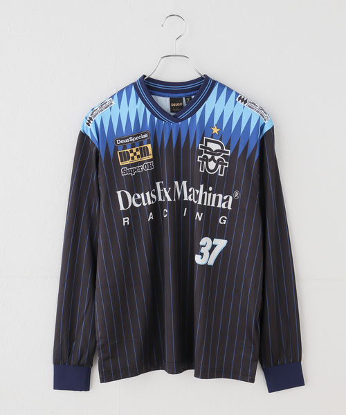 DEUS EX MACHINA(デウスエクスマキナ)の「DEUS EX MACHINA/デウスエクスマキナ ARRII MOTO JERSEY(Tシャツ/カットソー・レディース・ブルー/ホワイト・SMALL)」の2枚目の写真