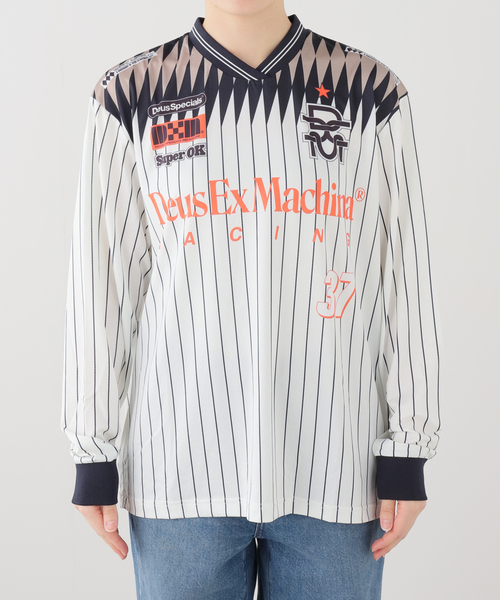 DEUS EX MACHINA(デウスエクスマキナ)の「DEUS EX MACHINA/デウスエクスマキナ ARRII MOTO JERSEY(Tシャツ/カットソー・レディース・ブルー/ホワイト・SMALL)」の5枚目の写真
