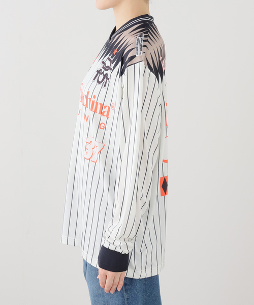 DEUS EX MACHINA(デウスエクスマキナ)の「DEUS EX MACHINA/デウスエクスマキナ ARRII MOTO JERSEY(Tシャツ/カットソー・レディース・ブルー/ホワイト・SMALL)」の4枚目の写真