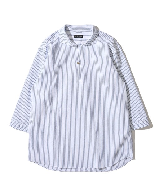 TETE HOMME(テットオム)の「【WEB限定】パナマ織り7分袖カプリシャツ / スキッパーシャツ(シャツ/ブラウス・メンズ・ブルー/ホワイト系1/ブラック/ベージュ/ミント/ネイビー/ネイビー系1/ピンク・LARGE/X-LARGE)」の2枚目の写真