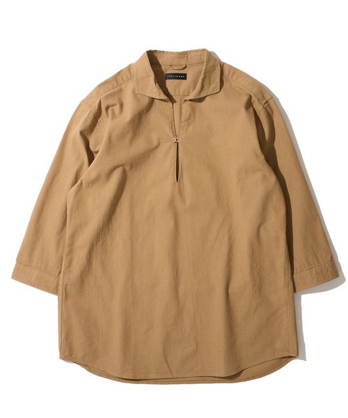 TETE HOMME(テットオム)の「【WEB限定】パナマ織り7分袖カプリシャツ / スキッパーシャツ(シャツ/ブラウス・メンズ・ブルー/ホワイト系1/ブラック/ベージュ/ミント/ネイビー/ネイビー系1/ピンク・LARGE/X-LARGE)」の3枚目の写真
