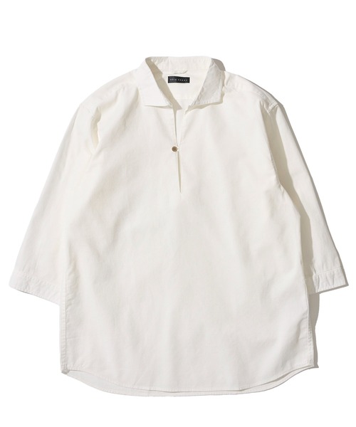 TETE HOMME(テットオム)の「【WEB限定】パナマ織り7分袖カプリシャツ / スキッパーシャツ(シャツ/ブラウス・メンズ・ブルー/ホワイト系1/ブラック/ベージュ/ミント/ネイビー/ネイビー系1/ピンク/ホワイト・LARGE/X-LARGE/MEDIUM)」の2枚目の写真