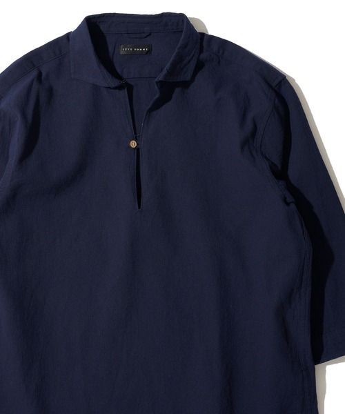 TETE HOMME(テットオム)の「【WEB限定】パナマ織り7分袖カプリシャツ / スキッパーシャツ(シャツ/ブラウス・メンズ・ブルー/ホワイト系1/ブラック/ベージュ/ミント/ネイビー/ネイビー系1/ピンク/ホワイト・LARGE/X-LARGE/MEDIUM)」の18枚目の写真