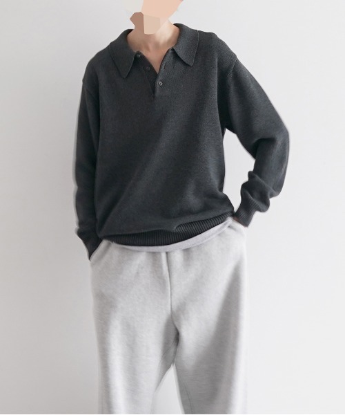 KAIKO(カイコー)の「KAIKO knit polo shirt(ニット/セーター・メンズ・ダークグレー・2)」の8枚目の写真