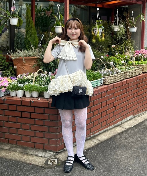 idem(イデム)の「rose frill peplum tops / ローズフリルペプラムトップス(Tシャツ/カットソー・レディース・グレー・FREE)」の17枚目の写真