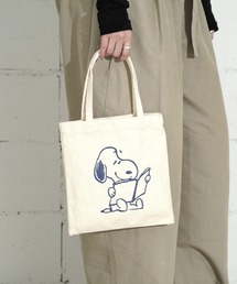Vintage PEANUTS（ビンテージピーナッツ）の「"09"≪Vintage PEANUTS≫1ポケット キャンバス 刺繍 ミニ トートバッグ（トートバッグ）」