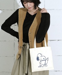 Vintage PEANUTS（ビンテージピーナッツ）の「"09"≪Vintage PEANUTS≫1ポケット キャンバス 刺繍 ミニ トートバッグ（トートバッグ）」